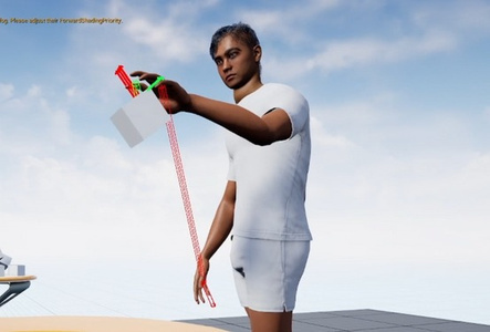 In-engine avatar manipulating a virtual object using the haptic glove